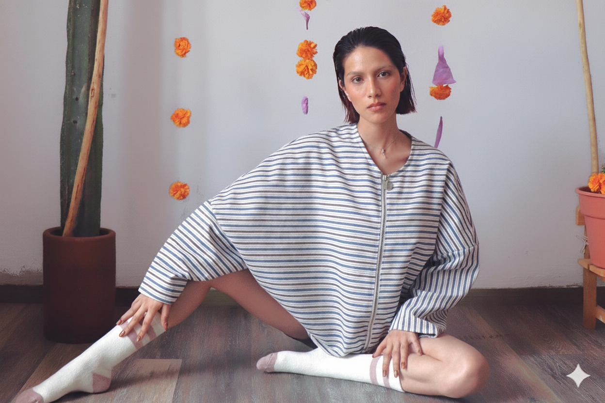 Chamarra "Tobalá Tejido a Mano": Algodón 100% de telar estilo urbano