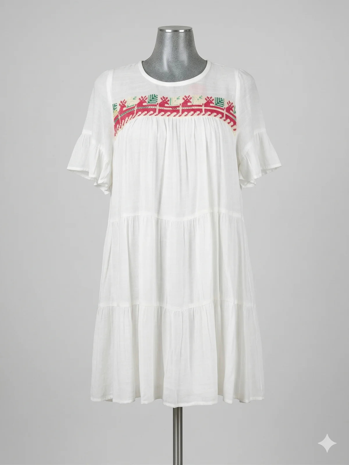 Vestido corto Blanco con bordado de Coatlán