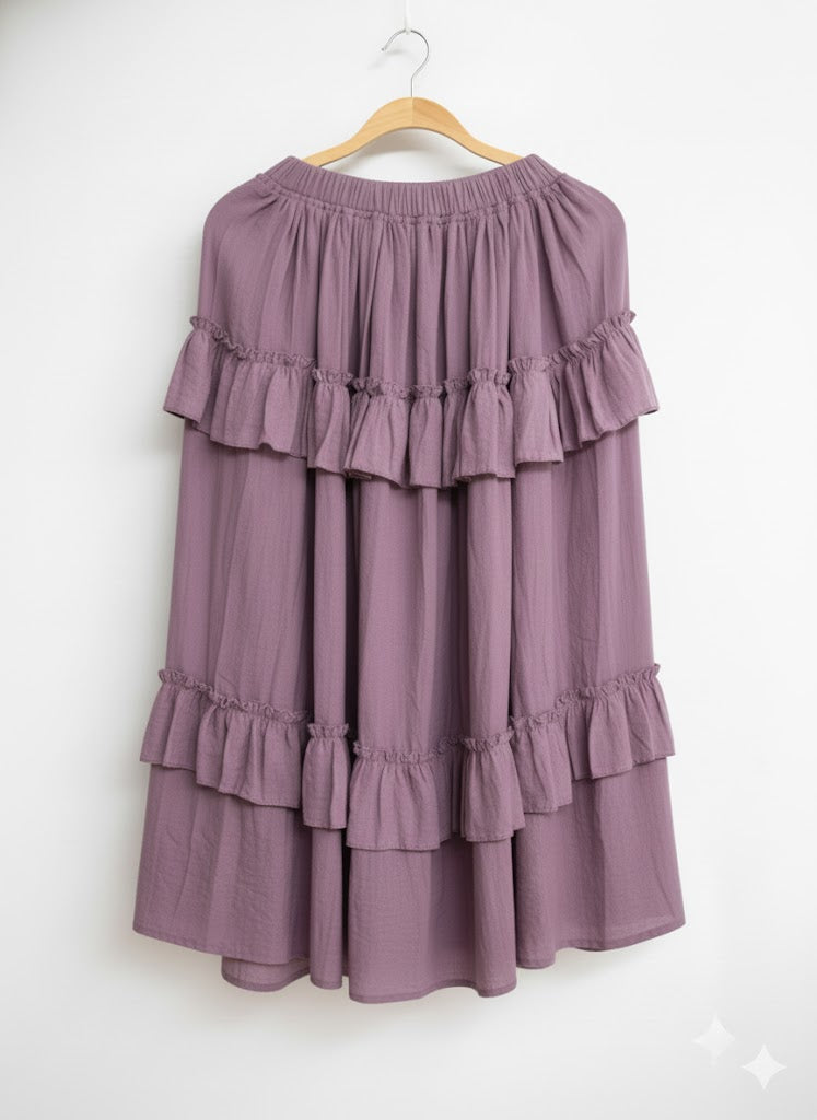 falda midi color lila amplia para el lool perfecto