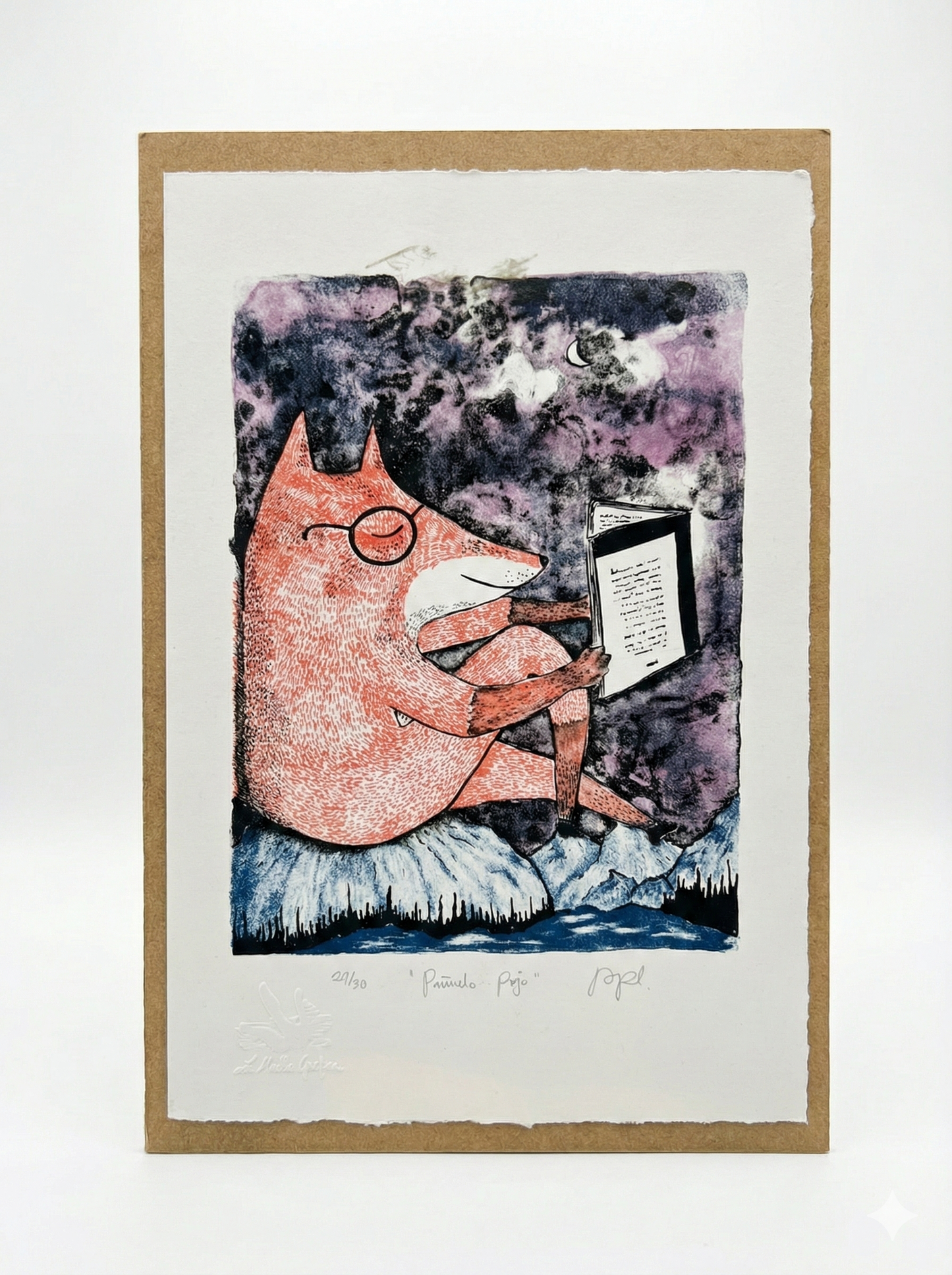 Litografía técnica mixta “PR 4 tintas” de Adriana Pascual, artista de Oaxaca. Pieza ideal para coleccionistas de arte contemporáneo mexicano