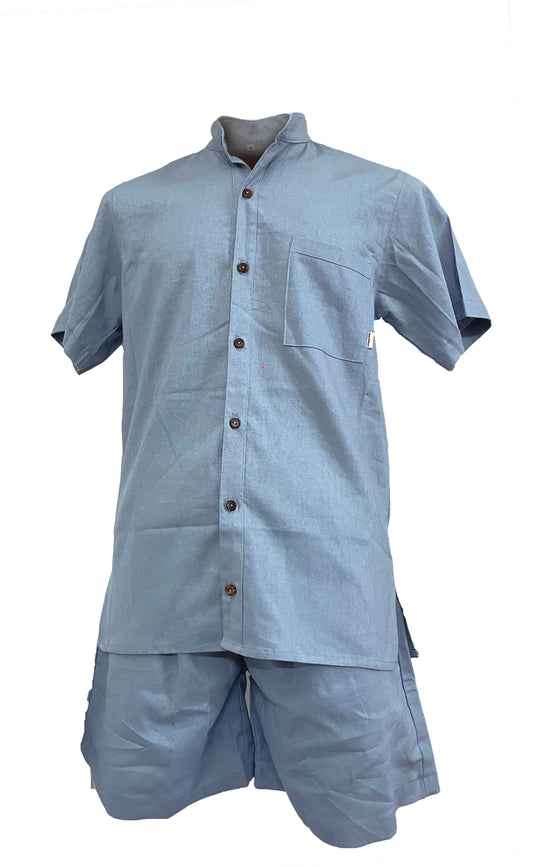 Camisa Herrería, manga corta, color azul cielo, tallas CH, M, G