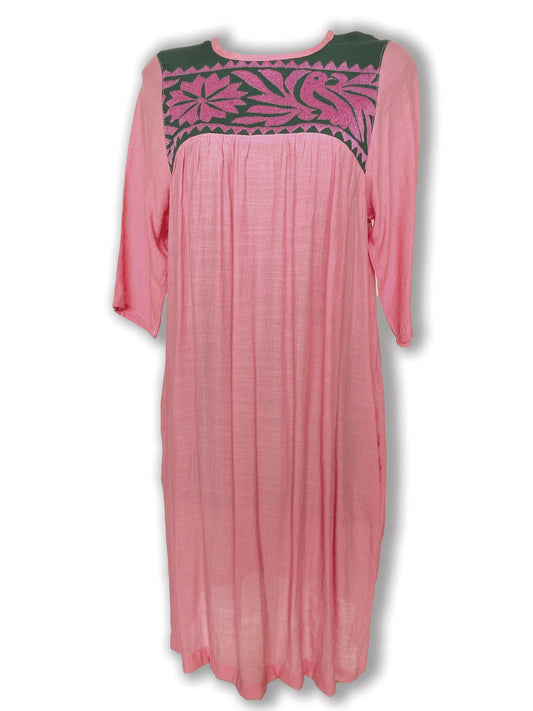 Vestido Tuxtepec, manga 3/4, color rosa