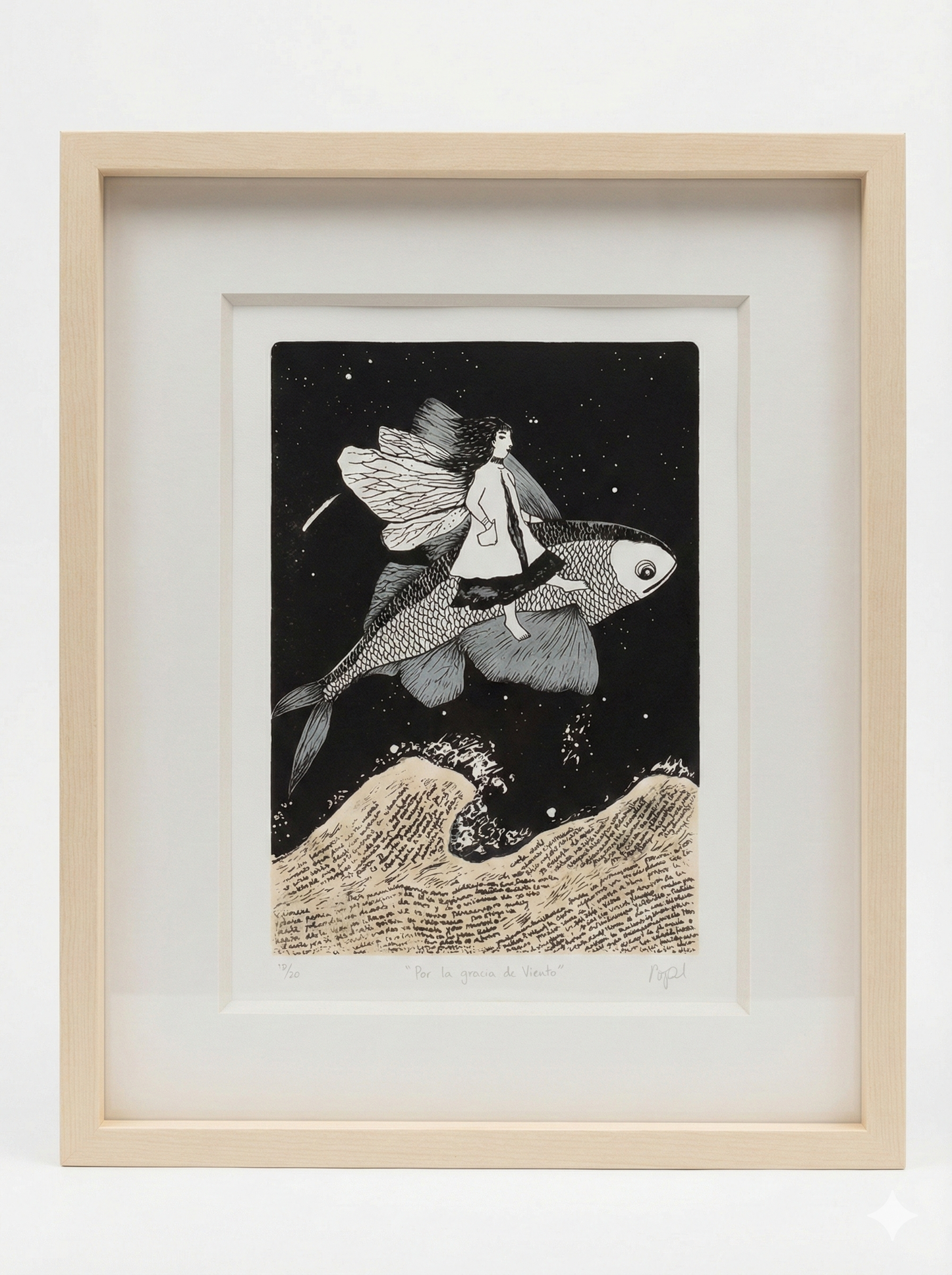 Litografía “Por la gracia de venus” por Adriana Pascual (Oaxaca). Edición limitada en papel algodón; pieza ideal para coleccionistas de arte contemporáneo mexicano.