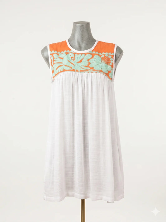 Vestido Blusón sin mangas con bordado Tuxtepec