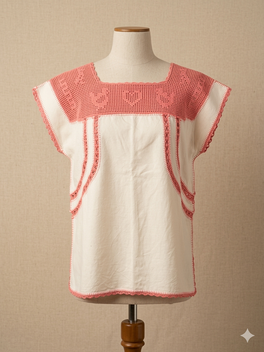 Blusa Corta SJR con Crochet | Pieza Única de Diseño Artesanal - Muchitos