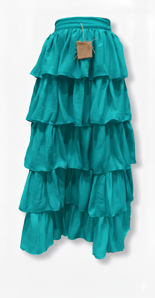 falda larga con vuelos azul para lucir hermosa