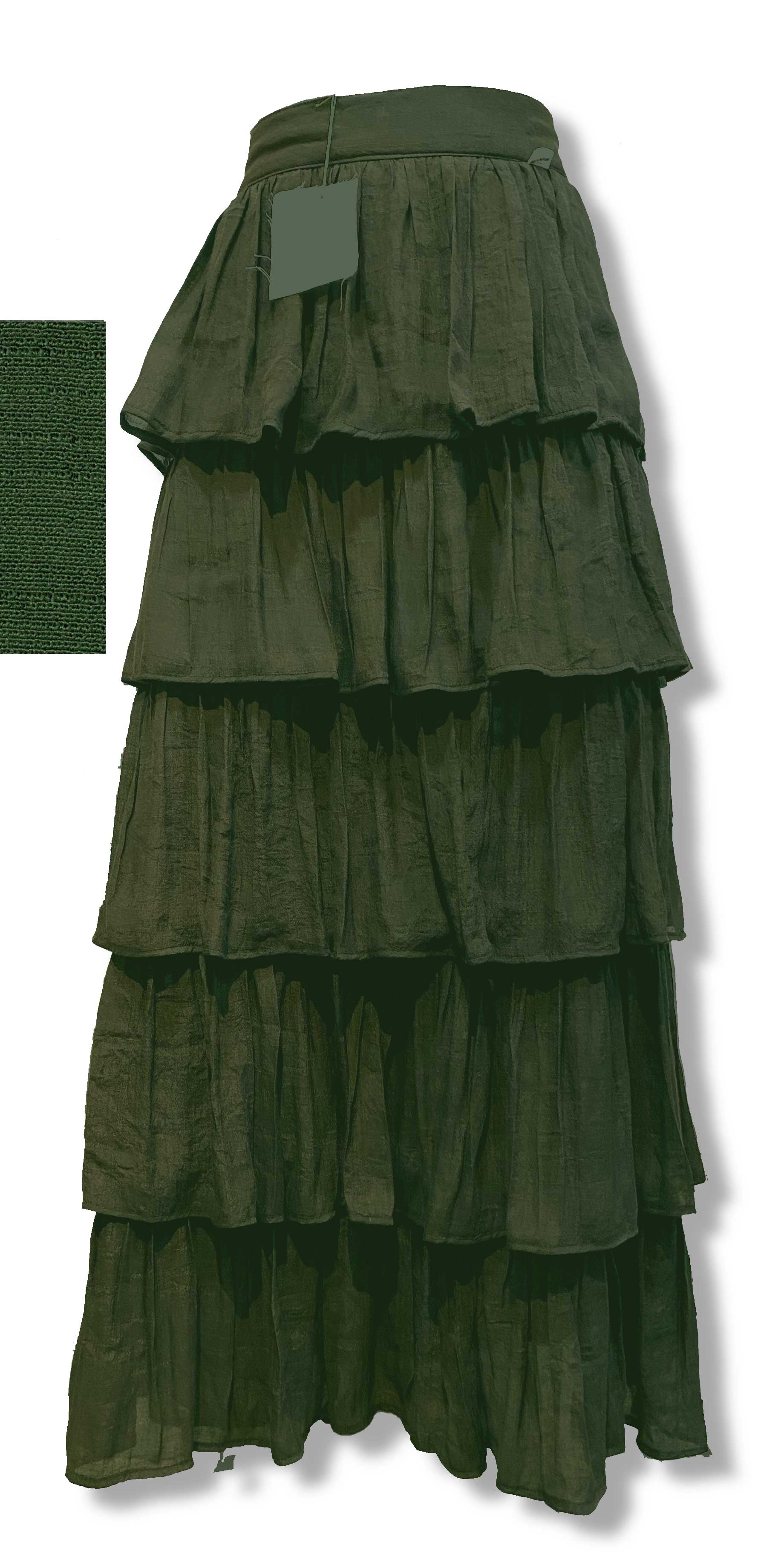 falda larga color verde militar para look especial mexicano