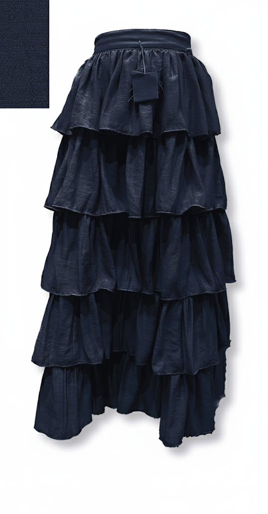 falda larga con vuelo azul profundo elegante elegante