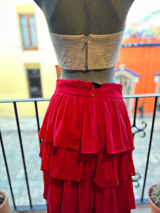 Herrería falda de olanes Roja