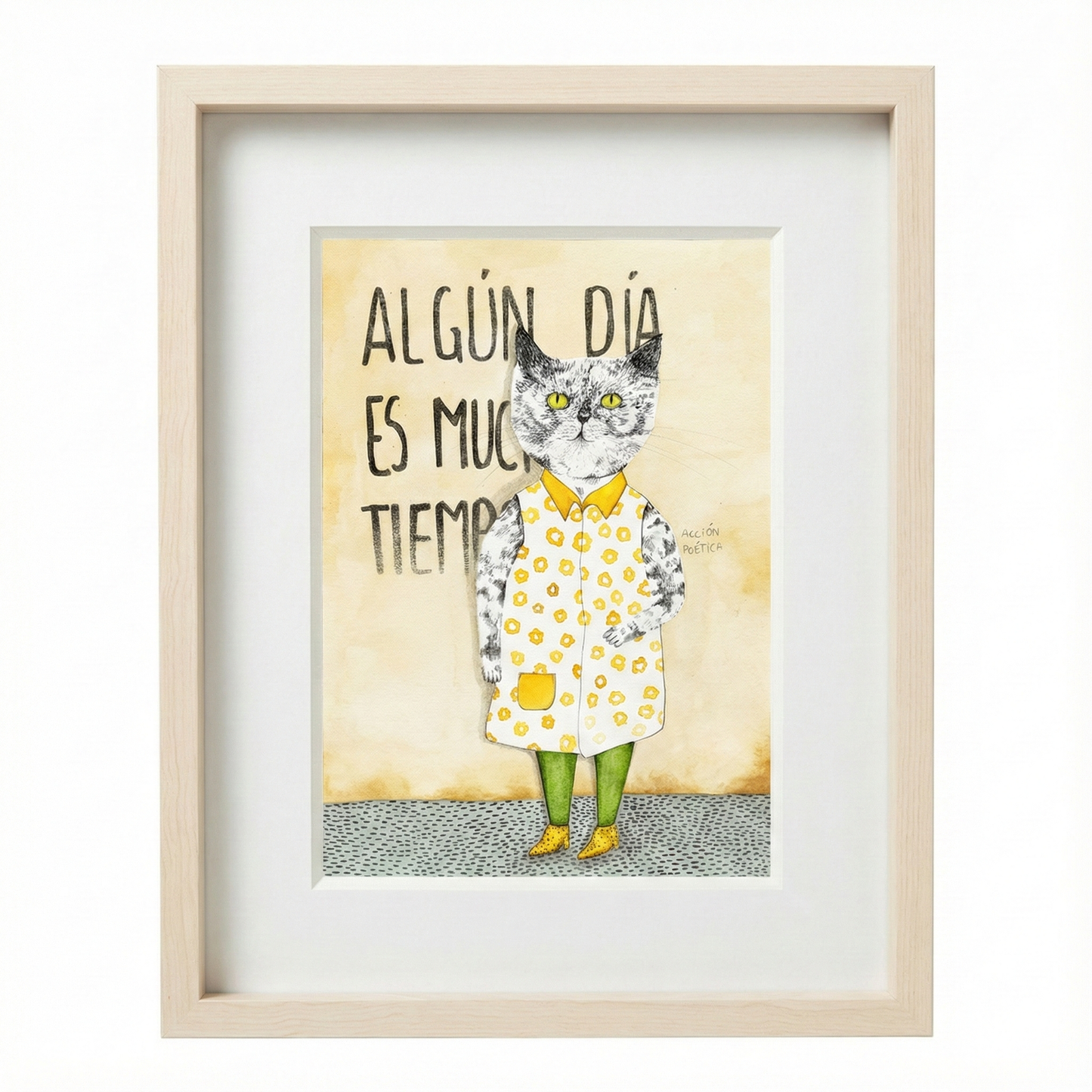 Litografía técnica mixta “Algún día es mucho tiempo” por Adriana Pascual (Oaxaca). Acuarela, transfer y grafito sobre papel algodón; ideal para coleccionistas de arte contemporáneo mexicano