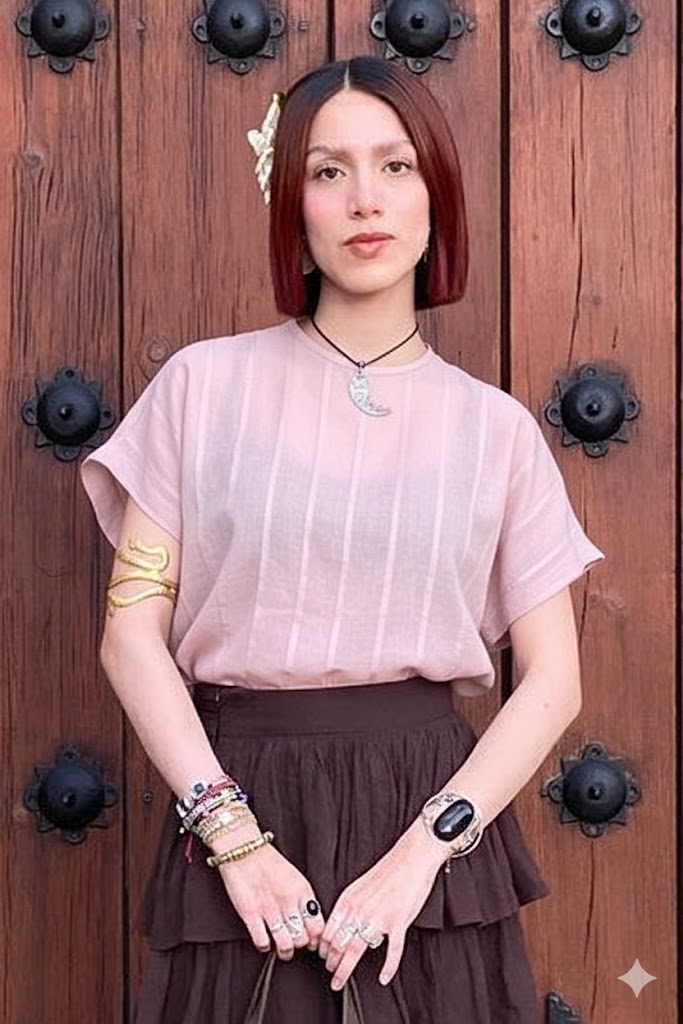 Blusa Tobalá alforzada de Lino o Tencel