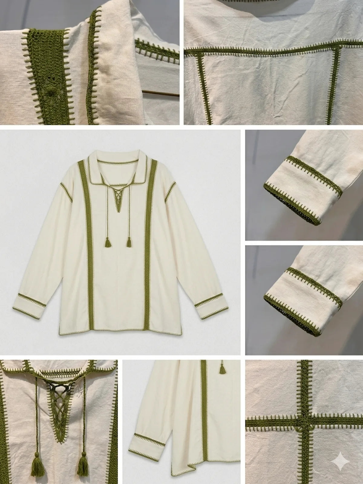 Camisa Artesanal de Manta unida con tejido Crochet | Pieza Única de Autor