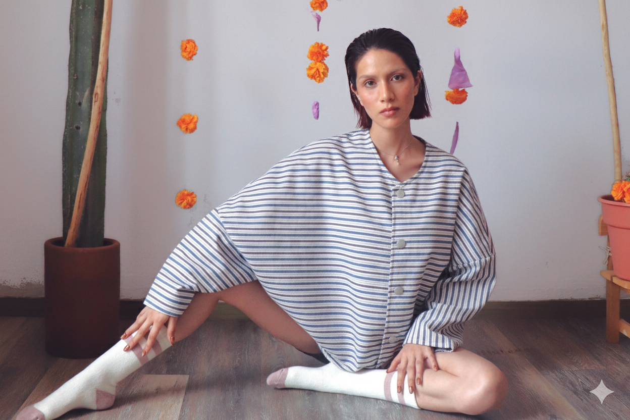 Chamarra "Tobalá Tejido a Mano": Algodón 100% de telar estilo urbano