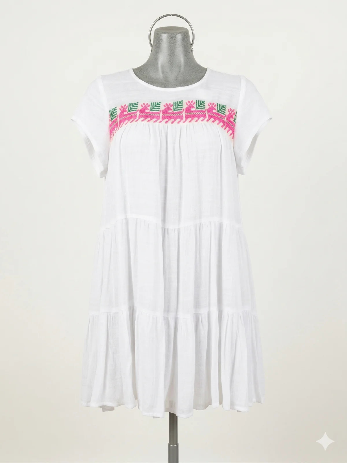 Vestido corto Blanco con bordado de Coatlán