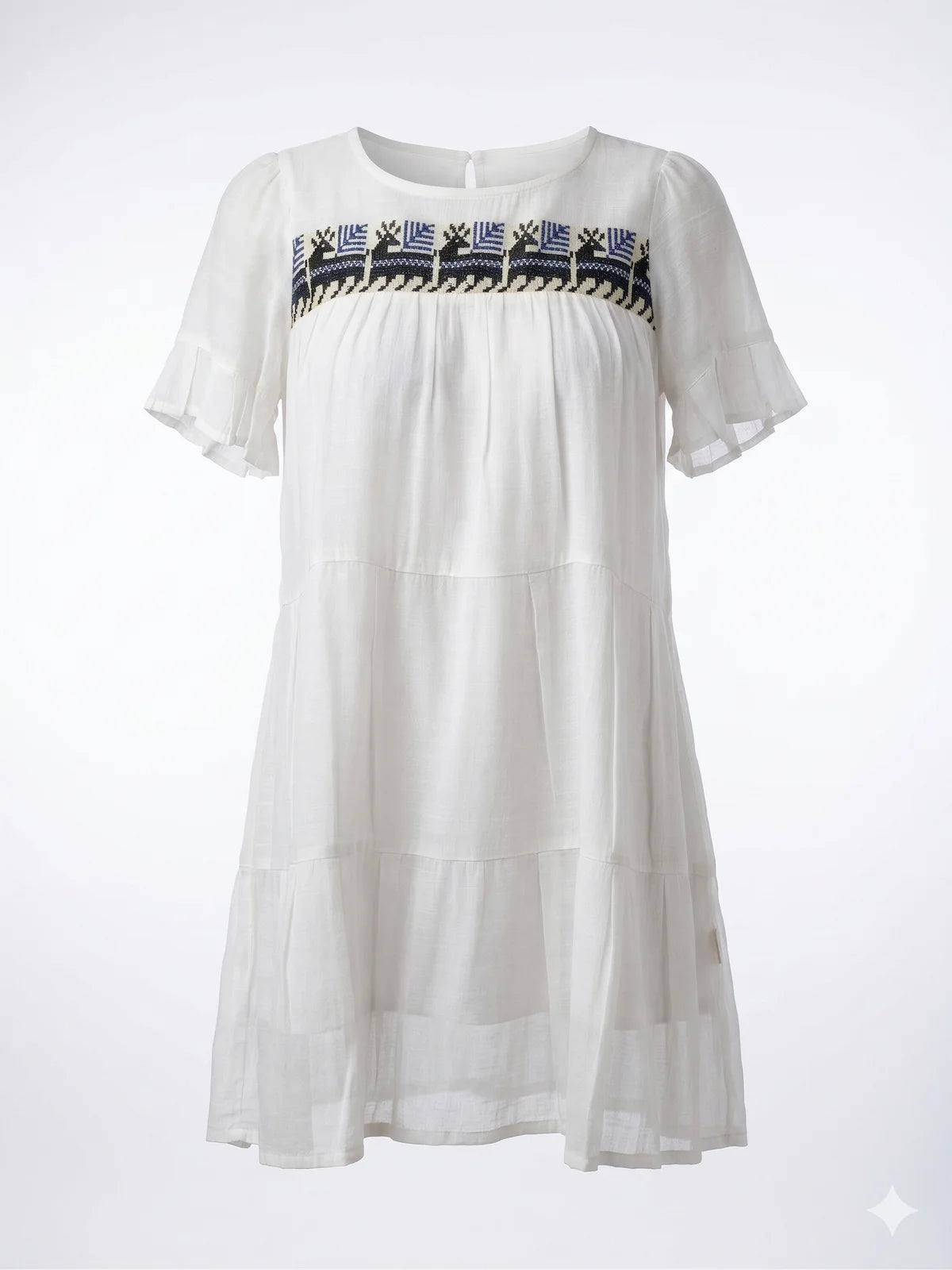 Vestido corto Blanco con bordado de Coatlán