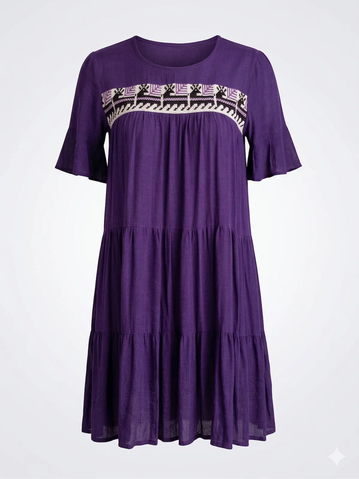 Vestido corto Morado con bordado de Coatlán