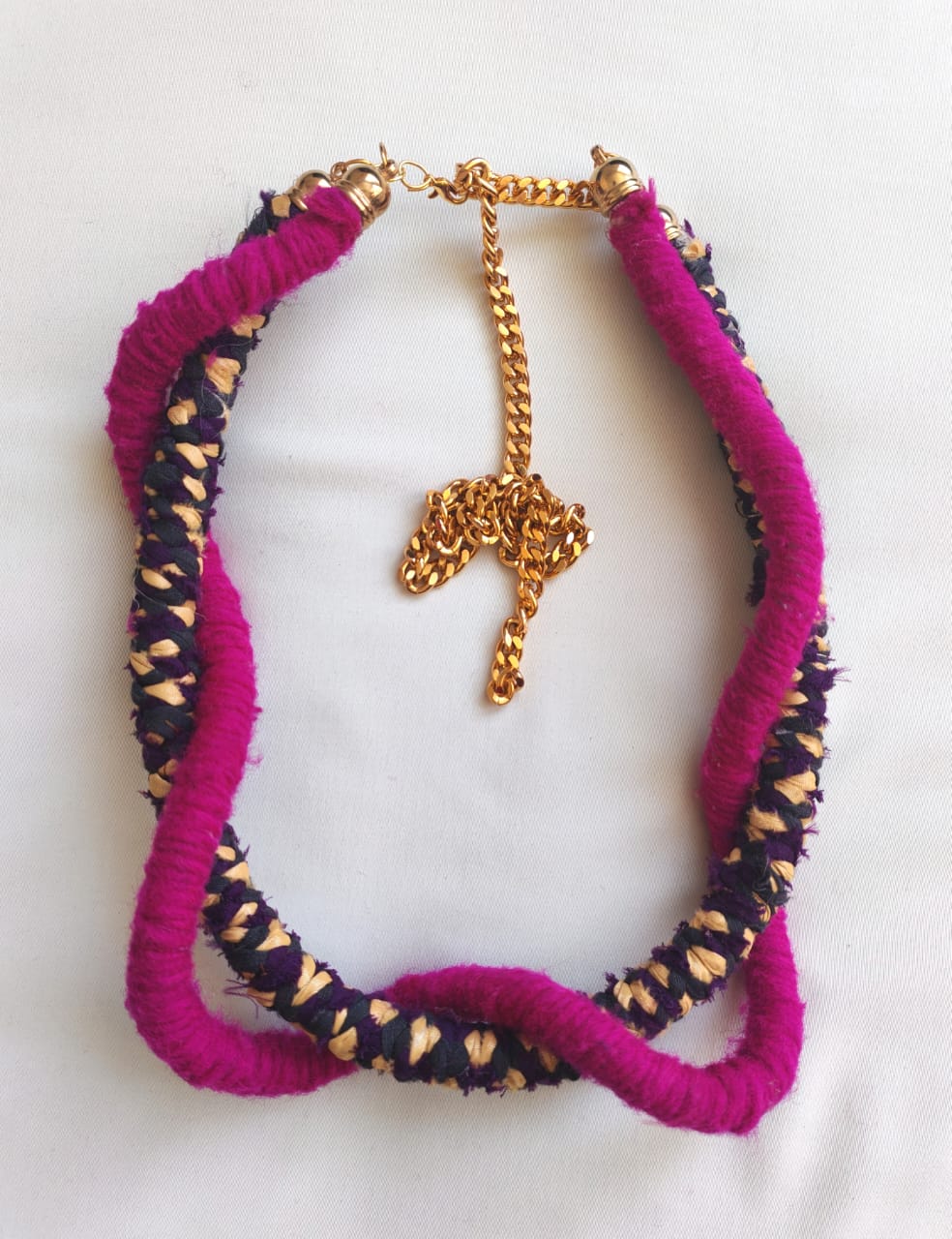 collar largo lana y seda diseño mexicano chic vibe