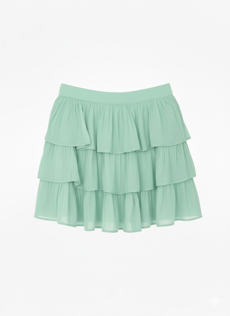 Minifalda Tencel Tres Olanes