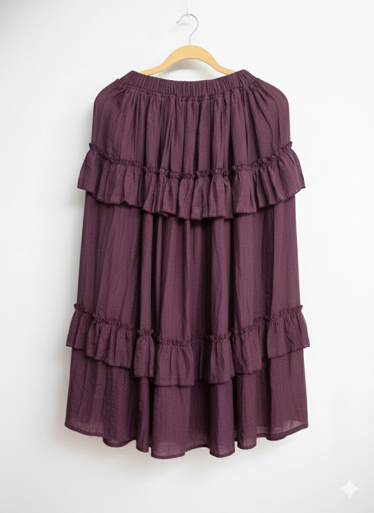 falda Tencel midi estilo cómodo y sofisticado color moreton