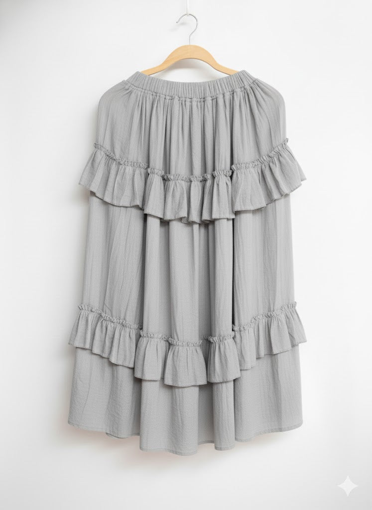 falda midi tono neutro look country