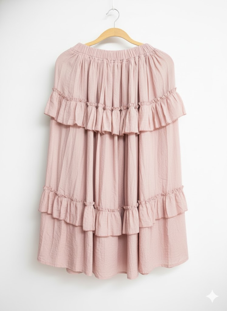 falda midi Tencel rosa pastel hecha en mexico