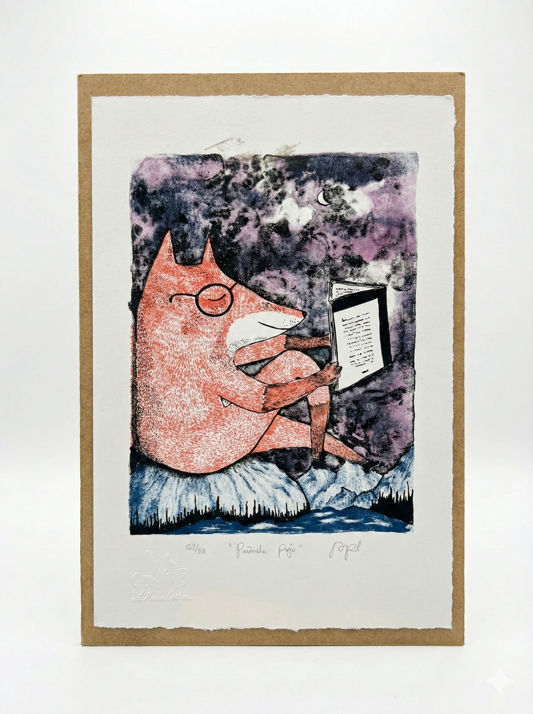 Litografía técnica mixta “PR 4 tintas” de Adriana Pascual, artista de Oaxaca. Pieza ideal para coleccionistas de arte contemporáneo mexicano
