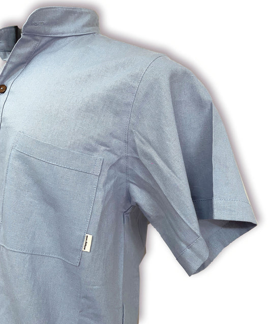 Camisa Herrería, manga corta, color azul cielo, tallas CH, M, G