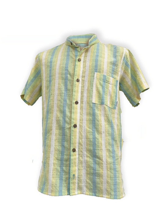 Camisa con textil de telar de pedal, mediana, muchitos