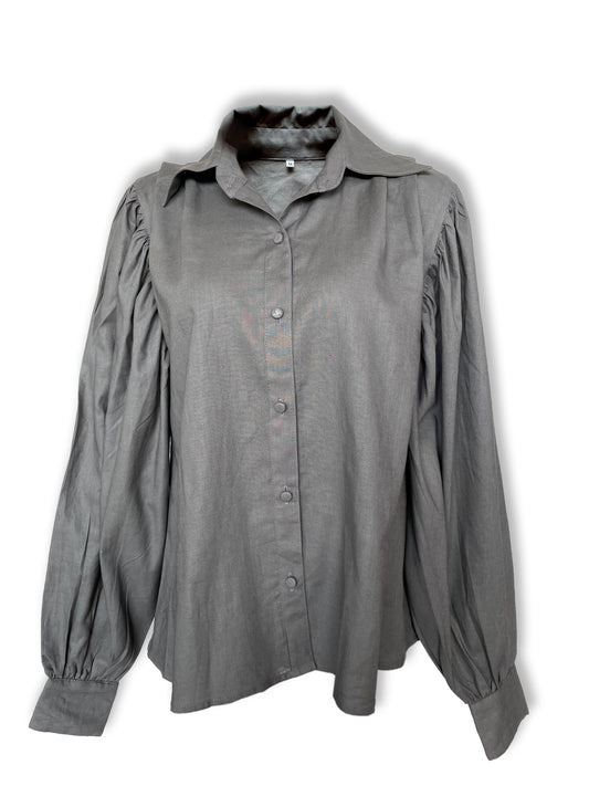 Blusa con maximangas tejidos color gris