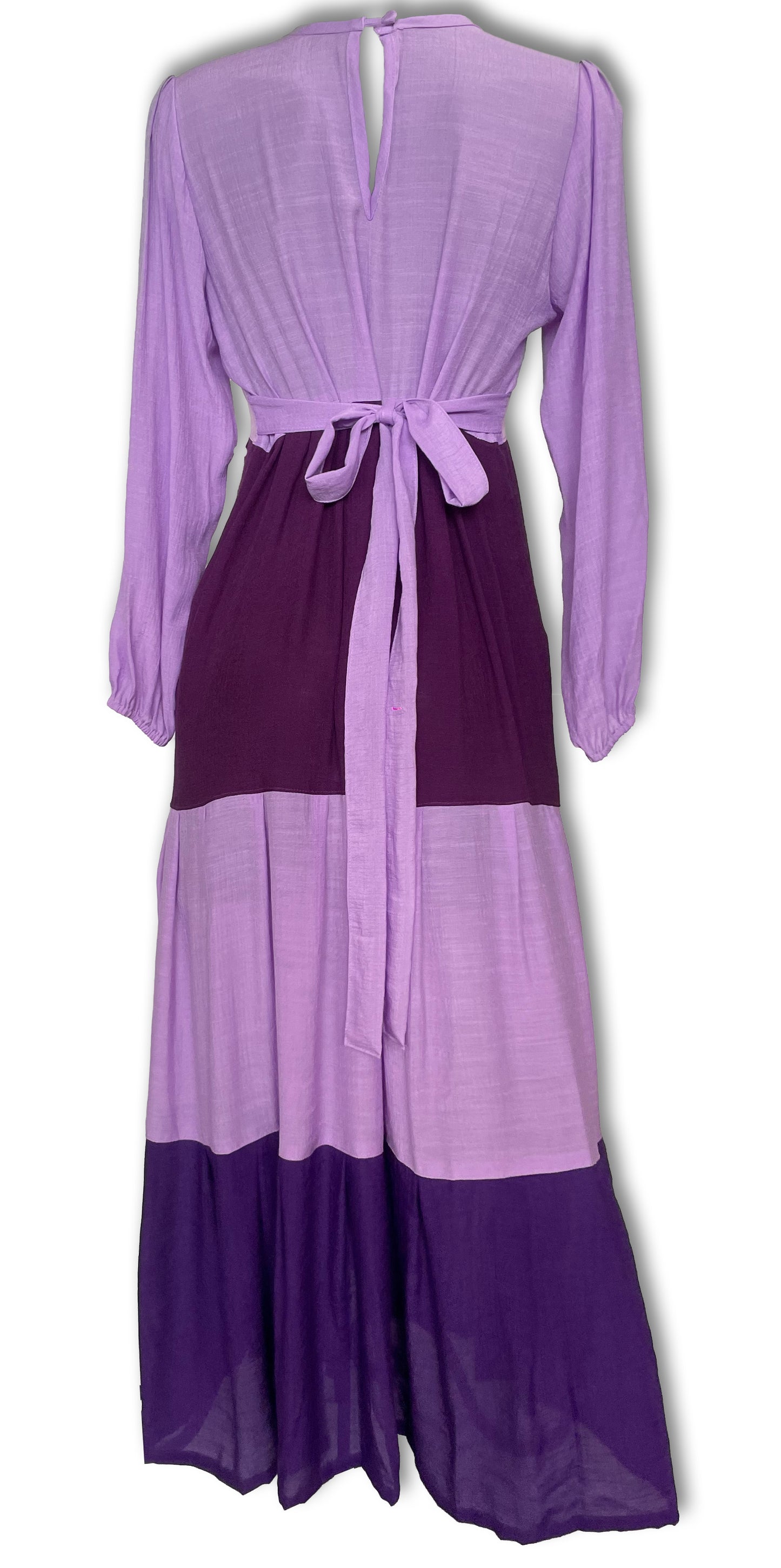 Maxi Dress tres olanes, unitalla, muchitos, pieza única, lila