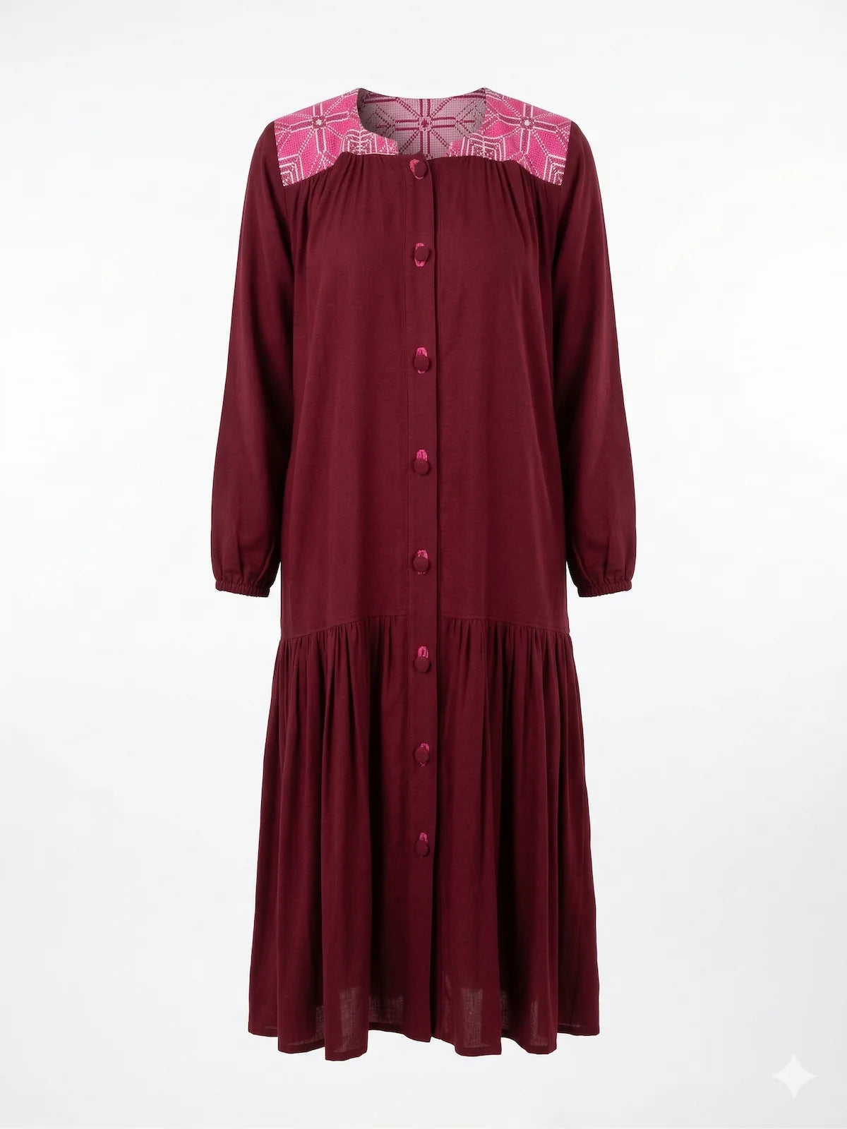 Vestido largo de Lino Bordado a mano en Oaxaca - Modelo Sofía
