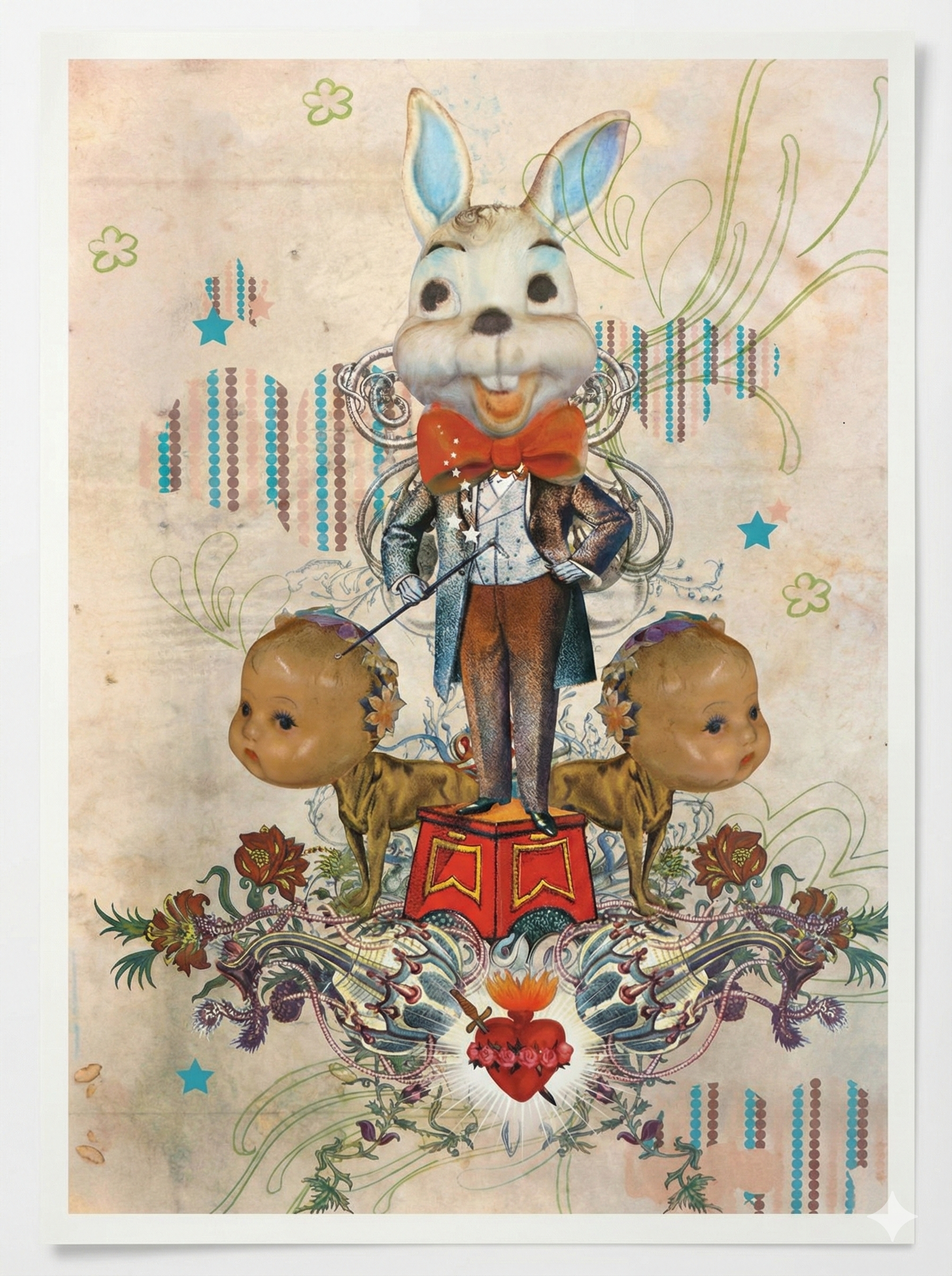 Cartel Zovek Conejito, offset 43×56 cm; diseño gráfico con influencia mexicana