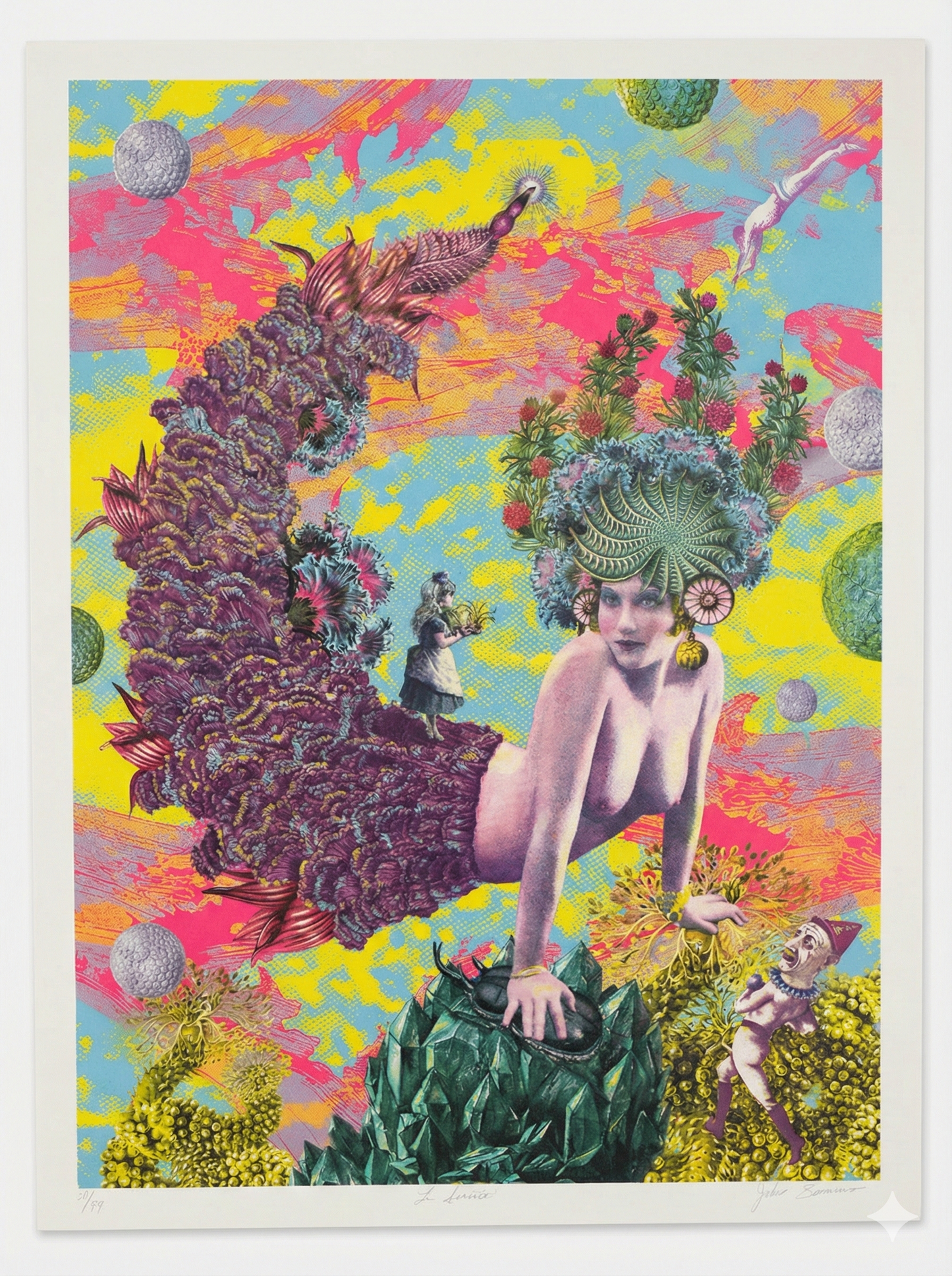 Cartel Zovek Estudio Sirena, serigrafía 48×63 cm; collage y estética popular mexicana.