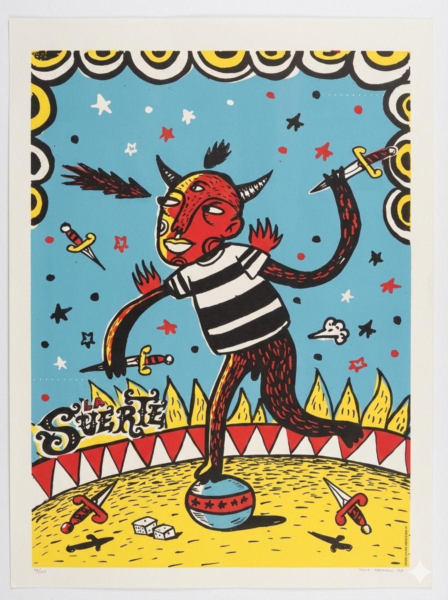 Cartel Zovek La Suerte, serigrafía 48×63 cm; arte popular contemporáneo.