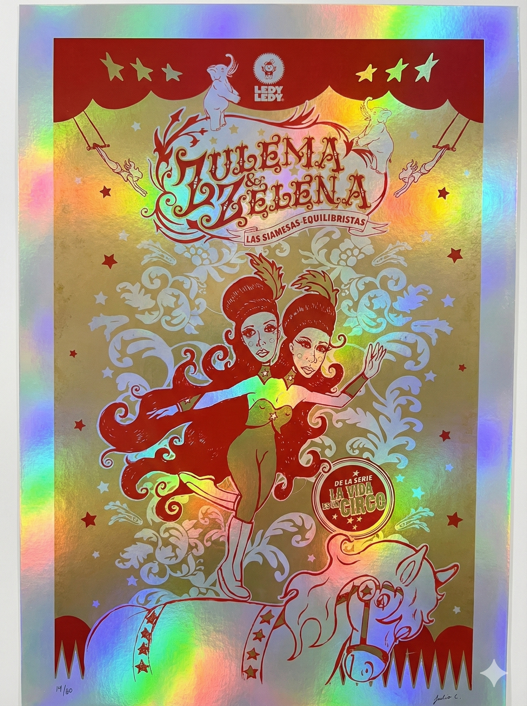 Cartel Zovek Zulema y Zelena, serigrafía 45×66 cm; ilustración en edición limitada.